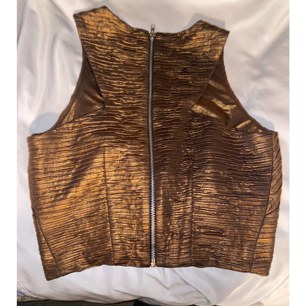 Torn‎ by Ronny Kobo Crop Top Blouse Size S 'Anna' Metallic Bronze Sleeveless - Picture 6 of 9